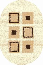 Ворсистый ковер бежевый длинноворсовый SHAGGY S611 CREAM УЛЬТРА Кубики крем-беж ОВАЛ