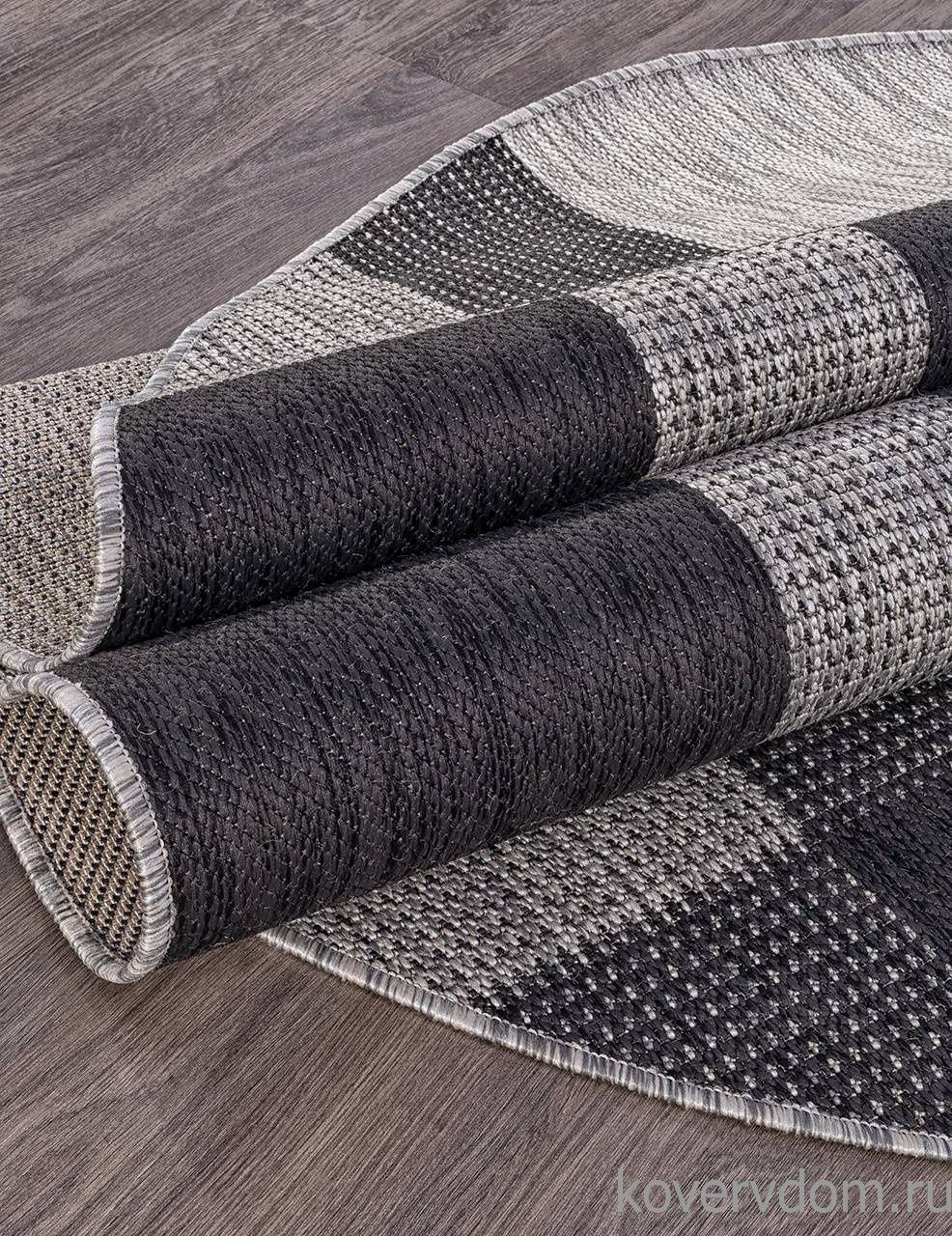 Ковер циновка VEGAS S005 GRAY-BLACK Овал