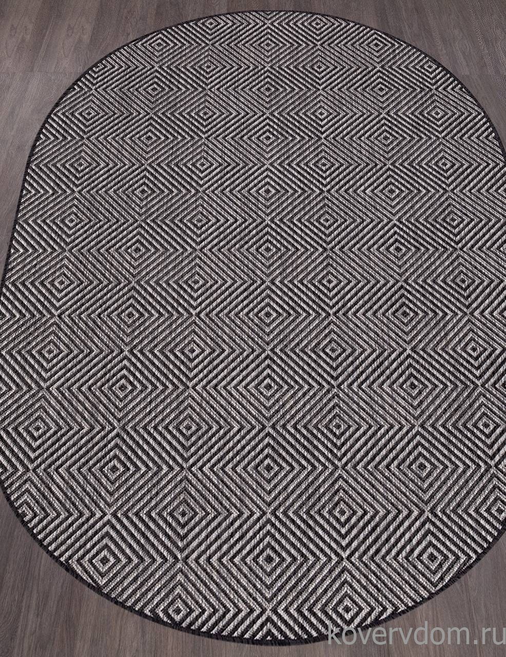 Ковер циновка VEGAS S006 GRAY-BLACK Овал