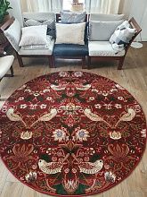 Ковер Creative Carpets Птицы 40082 красно-бордовый по мотивам Земляничный вор Уильяма Морриса КРУГ